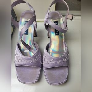 Purple satin heels